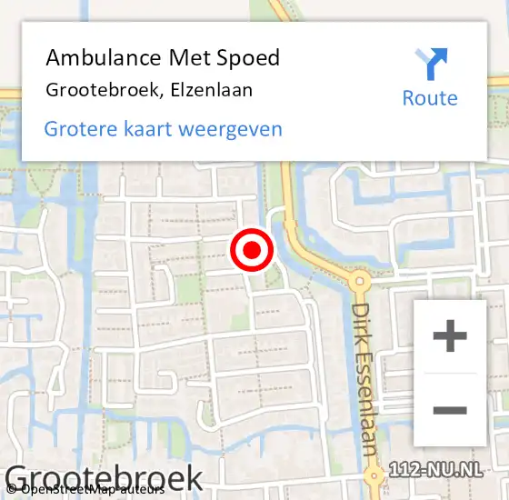 Locatie op kaart van de 112 melding: Ambulance Met Spoed Naar Grootebroek, Elzenlaan op 22 juli 2021 08:10