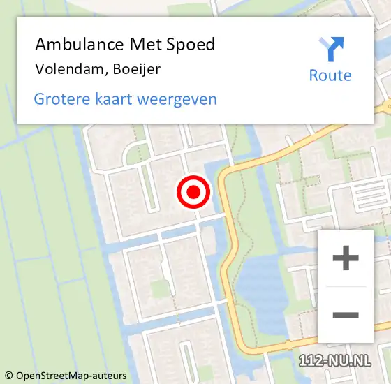 Locatie op kaart van de 112 melding: Ambulance Met Spoed Naar Volendam, Boeijer op 22 juli 2021 08:19