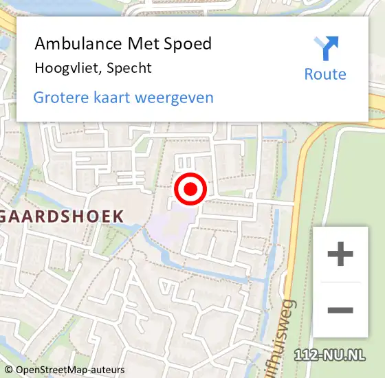 Locatie op kaart van de 112 melding: Ambulance Met Spoed Naar Hoogvliet, Specht op 22 juli 2021 08:42