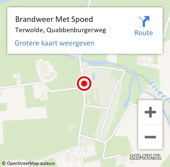 Locatie op kaart van de 112 melding: Brandweer Met Spoed Naar Terwolde, Quabbenburgerweg op 22 juli 2021 09:15