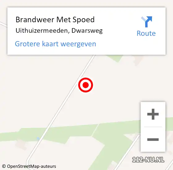 Locatie op kaart van de 112 melding: Brandweer Met Spoed Naar Uithuizermeeden, Dwarsweg op 22 juli 2021 09:26