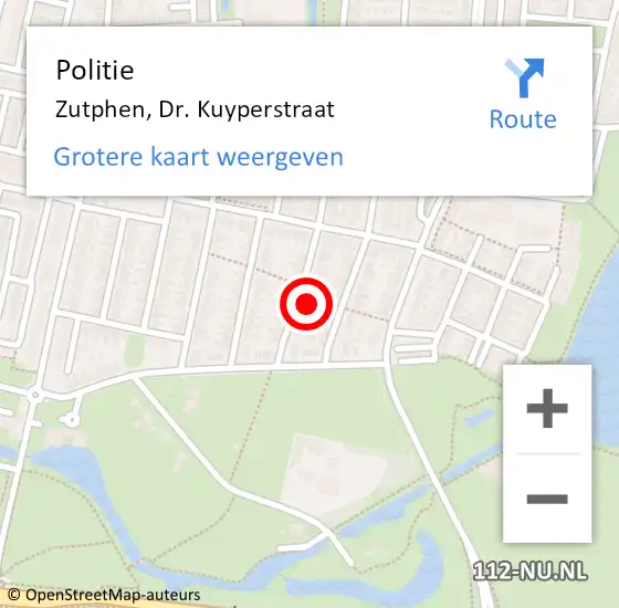 Locatie op kaart van de 112 melding: Politie Zutphen, Dr. Kuyperstraat op 22 juli 2021 09:29