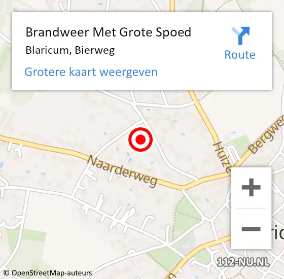 Locatie op kaart van de 112 melding: Brandweer Met Grote Spoed Naar Blaricum, Bierweg op 22 juli 2021 09:29