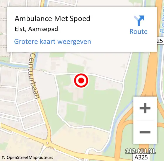 Locatie op kaart van de 112 melding: Ambulance Met Spoed Naar Elst, Aamsepad op 22 juli 2021 09:41