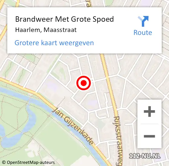 Locatie op kaart van de 112 melding: Brandweer Met Grote Spoed Naar Haarlem, Maasstraat op 22 juli 2021 09:45