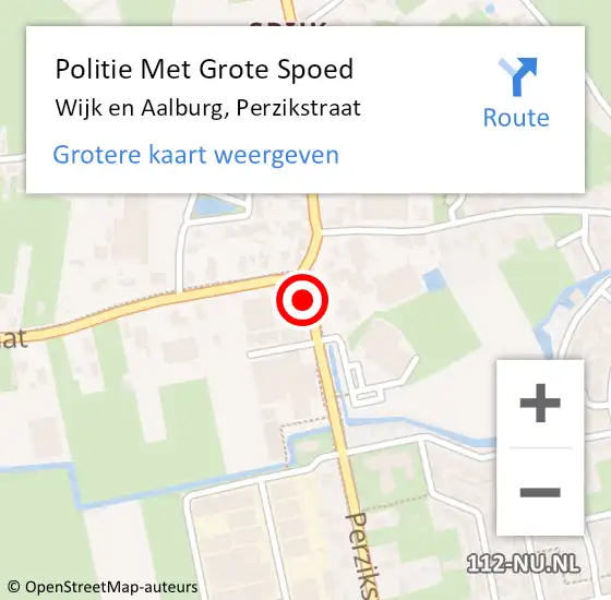 Locatie op kaart van de 112 melding: Politie Met Grote Spoed Naar Wijk en Aalburg, Perzikstraat op 22 juli 2021 09:55