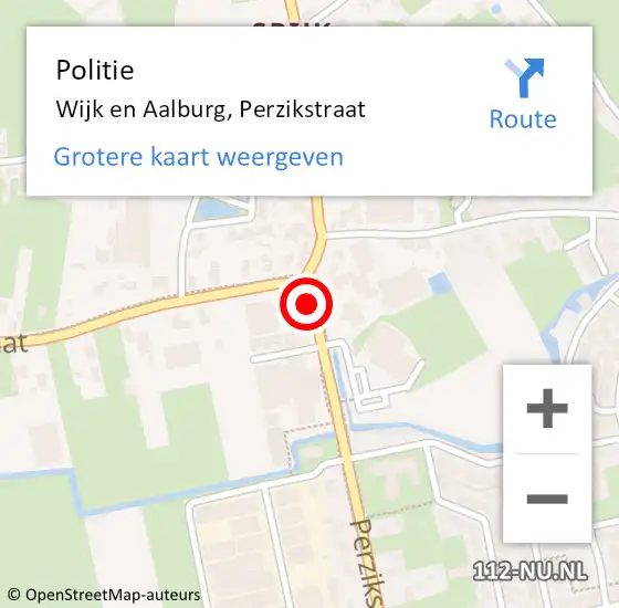 Locatie op kaart van de 112 melding: Politie Wijk en Aalburg, Perzikstraat op 22 juli 2021 09:55