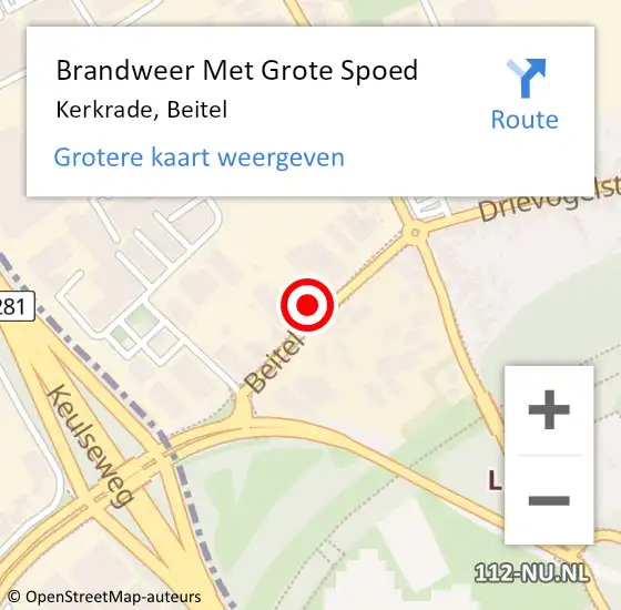 Locatie op kaart van de 112 melding: Brandweer Met Grote Spoed Naar Kerkrade, Beitel op 22 juli 2021 09:59