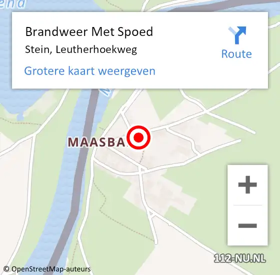 Locatie op kaart van de 112 melding: Brandweer Met Spoed Naar Stein, Leutherhoekweg op 22 juli 2021 10:40