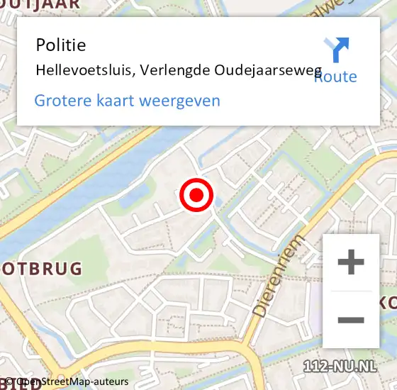 Locatie op kaart van de 112 melding: Politie Hellevoetsluis, Verlengde Oudejaarseweg op 22 juli 2021 10:43