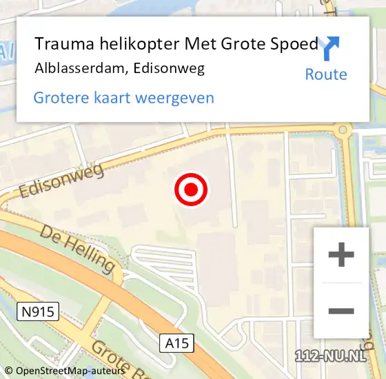 Locatie op kaart van de 112 melding: Trauma helikopter Met Grote Spoed Naar Alblasserdam, Edisonweg op 22 juli 2021 10:46