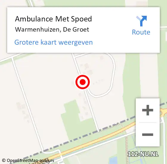 Locatie op kaart van de 112 melding: Ambulance Met Spoed Naar Warmenhuizen, De Groet op 22 juli 2021 10:53