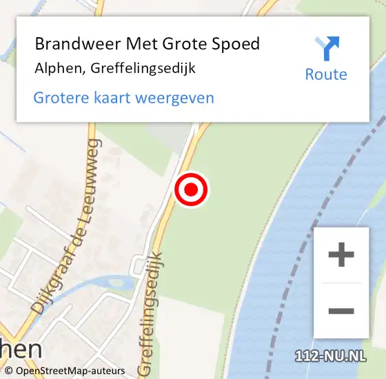 Locatie op kaart van de 112 melding: Brandweer Met Grote Spoed Naar Alphen, Greffelingsedijk op 22 juli 2021 11:02