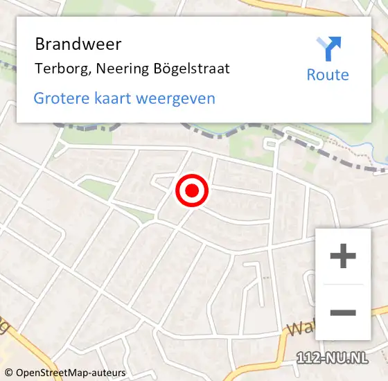 Locatie op kaart van de 112 melding: Brandweer Terborg, Neering Bögelstraat op 22 juli 2021 11:02