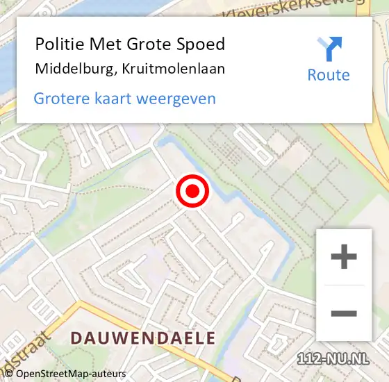 Locatie op kaart van de 112 melding: Politie Met Grote Spoed Naar Middelburg, Kruitmolenlaan op 22 juli 2021 11:04