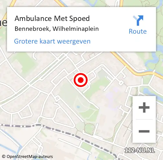 Locatie op kaart van de 112 melding: Ambulance Met Spoed Naar Bennebroek, Wilhelminaplein op 22 juli 2021 11:24