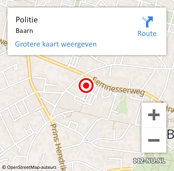 Locatie op kaart van de 112 melding: Politie Baarn op 22 juli 2021 11:25