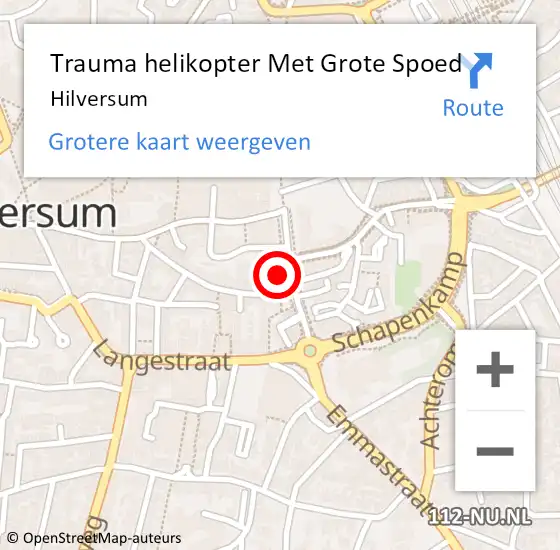 Locatie op kaart van de 112 melding: Trauma helikopter Met Grote Spoed Naar Hilversum op 22 juli 2021 11:32