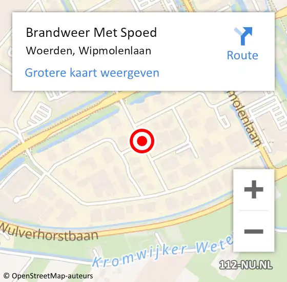 Locatie op kaart van de 112 melding: Brandweer Met Spoed Naar Woerden, Wipmolenlaan op 17 juni 2014 10:59