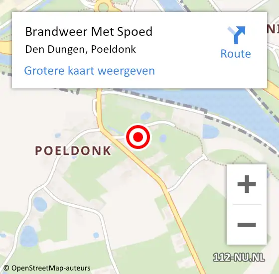 Locatie op kaart van de 112 melding: Brandweer Met Spoed Naar Den Dungen, Poeldonk op 22 juli 2021 12:02