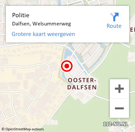 Locatie op kaart van de 112 melding: Politie Dalfsen, Welsummerweg op 22 juli 2021 12:19