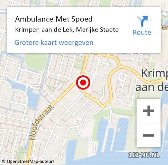 Locatie op kaart van de 112 melding: Ambulance Met Spoed Naar Krimpen aan de Lek, De Rotonde op 22 juli 2021 12:26