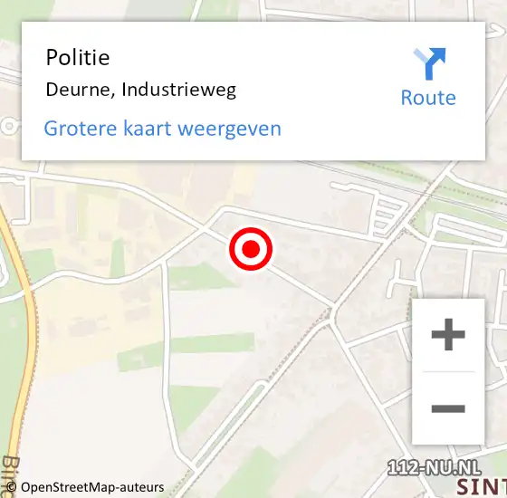 Locatie op kaart van de 112 melding: Politie Deurne, Industrieweg op 22 juli 2021 12:28