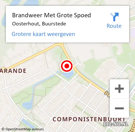 Locatie op kaart van de 112 melding: Brandweer Met Grote Spoed Naar Oosterhout, Buurstede op 22 juli 2021 12:31