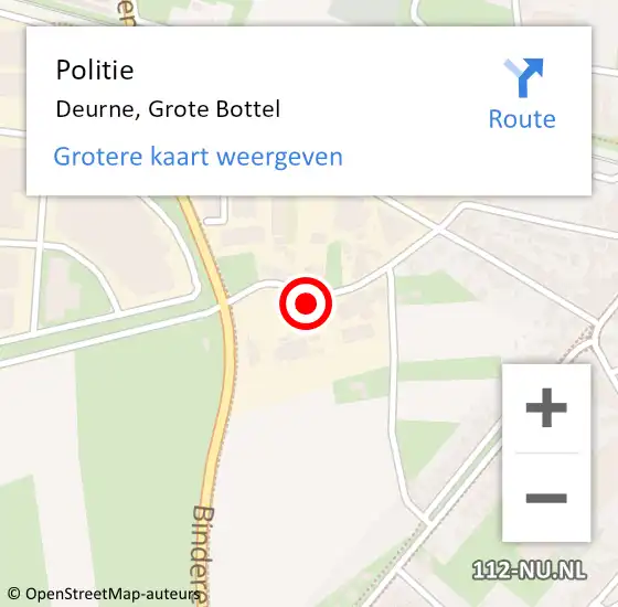 Locatie op kaart van de 112 melding: Politie Deurne, Grote Bottel op 22 juli 2021 12:33