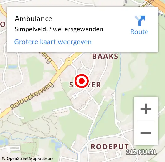 Locatie op kaart van de 112 melding: Ambulance Simpelveld, Sweijersgewanden op 17 juni 2014 11:05