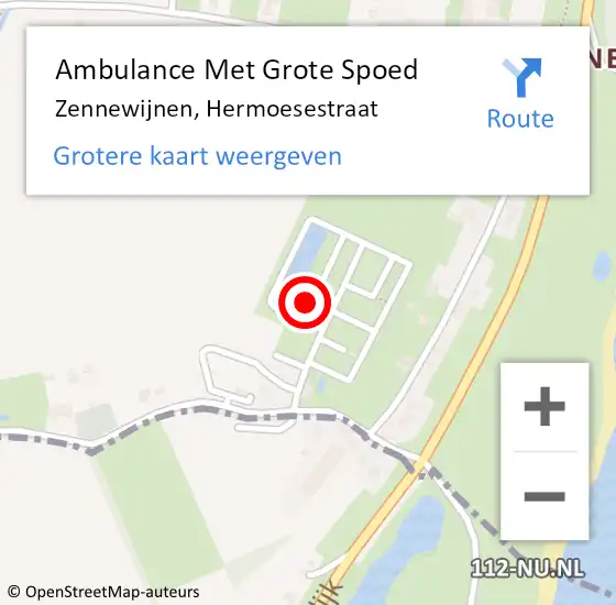 Locatie op kaart van de 112 melding: Ambulance Met Grote Spoed Naar Zennewijnen, Hermoesestraat op 22 juli 2021 13:28