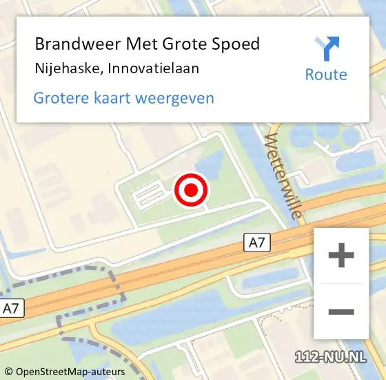 Locatie op kaart van de 112 melding: Brandweer Met Grote Spoed Naar Nijehaske, Innovatielaan op 5 oktober 2013 11:36