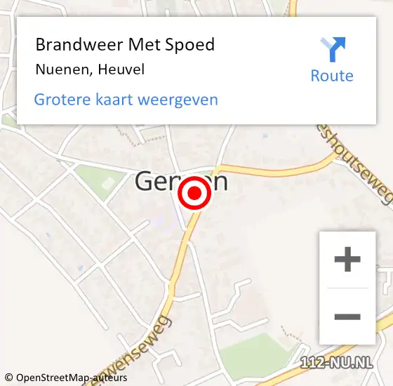 Locatie op kaart van de 112 melding: Brandweer Met Spoed Naar Nuenen, Heuvel op 22 juli 2021 13:55