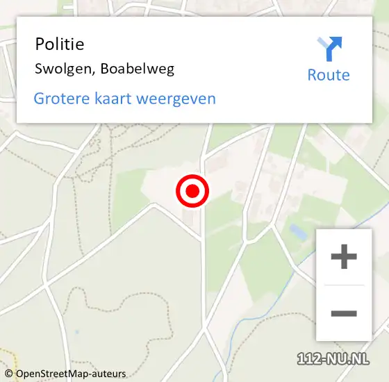 Locatie op kaart van de 112 melding: Politie Swolgen, Boabelweg op 22 juli 2021 14:11