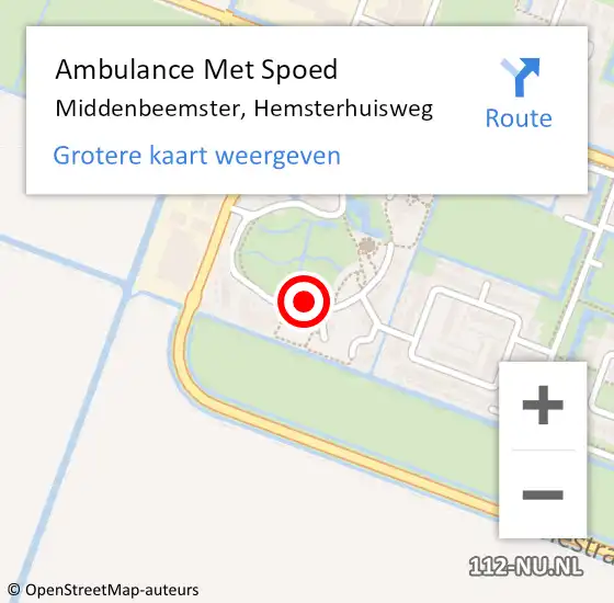 Locatie op kaart van de 112 melding: Ambulance Met Spoed Naar Middenbeemster, Hemsterhuisweg op 22 juli 2021 14:22