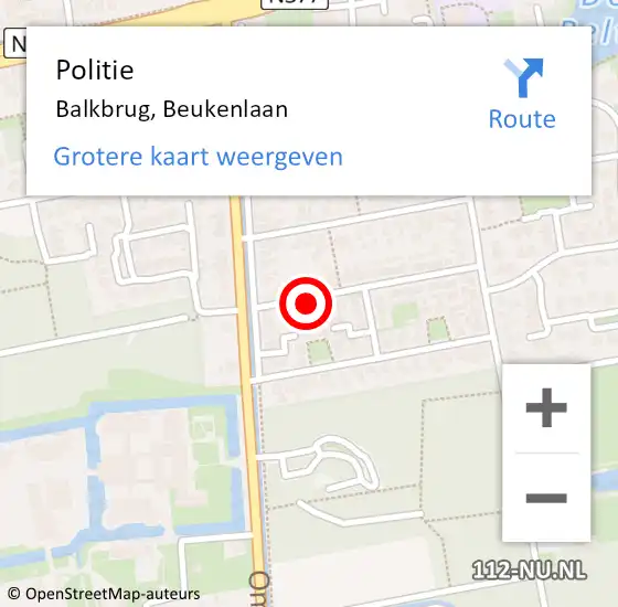 Locatie op kaart van de 112 melding: Politie Balkbrug, Beukenlaan op 22 juli 2021 14:26