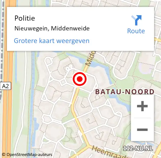 Locatie op kaart van de 112 melding: Politie Nieuwegein, Middenweide op 22 juli 2021 14:47