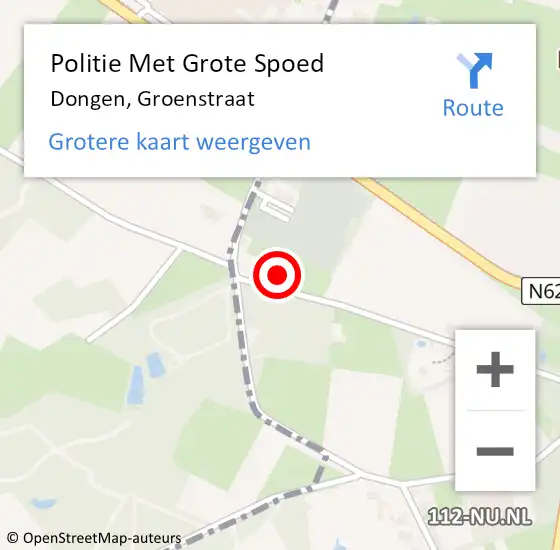 Locatie op kaart van de 112 melding: Politie Met Grote Spoed Naar Dongen, Groenstraat op 22 juli 2021 14:53