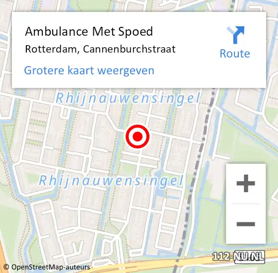 Locatie op kaart van de 112 melding: Ambulance Met Spoed Naar Rotterdam, Cannenburchstraat op 22 juli 2021 15:02