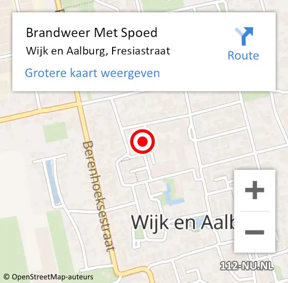 Locatie op kaart van de 112 melding: Brandweer Met Spoed Naar Wijk en Aalburg, Fresiastraat op 22 juli 2021 15:03