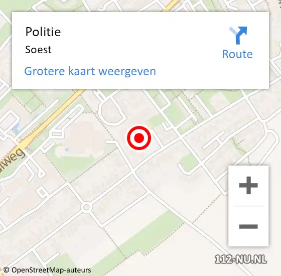 Locatie op kaart van de 112 melding: Politie Soest op 22 juli 2021 15:14