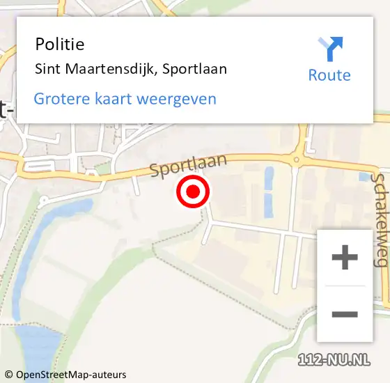 Locatie op kaart van de 112 melding: Politie Sint Maartensdijk, Sportlaan op 22 juli 2021 15:15