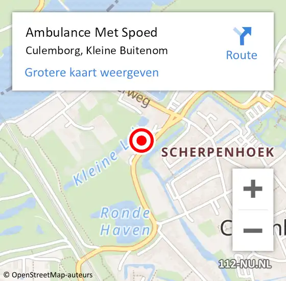 Locatie op kaart van de 112 melding: Ambulance Met Spoed Naar Culemborg, Kleine Buitenom op 22 juli 2021 15:20