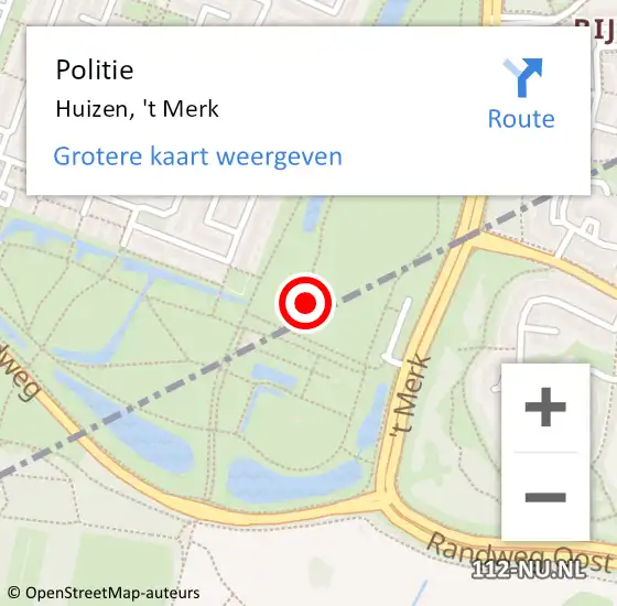 Locatie op kaart van de 112 melding: Politie Huizen, 't Merk op 22 juli 2021 15:24