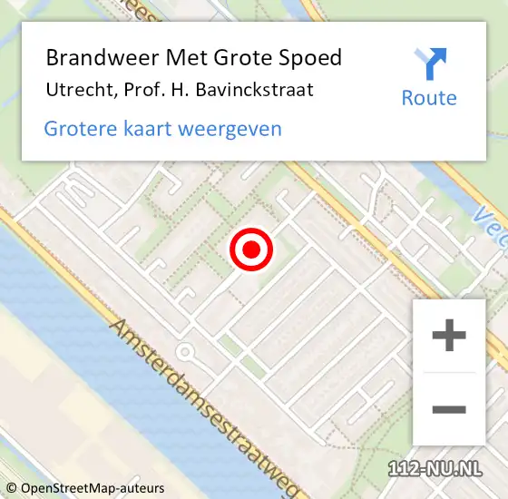 Locatie op kaart van de 112 melding: Brandweer Met Grote Spoed Naar Utrecht, Prof. H. Bavinckstraat op 22 juli 2021 15:35