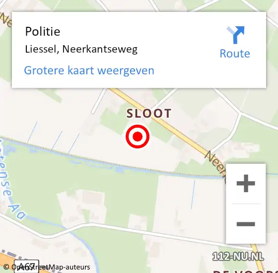 Locatie op kaart van de 112 melding: Politie Liessel, Neerkantseweg op 22 juli 2021 15:50