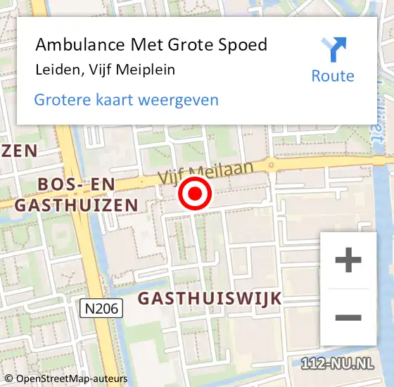 Locatie op kaart van de 112 melding: Ambulance Met Grote Spoed Naar Leiden, Vijf Meiplein op 22 juli 2021 15:55
