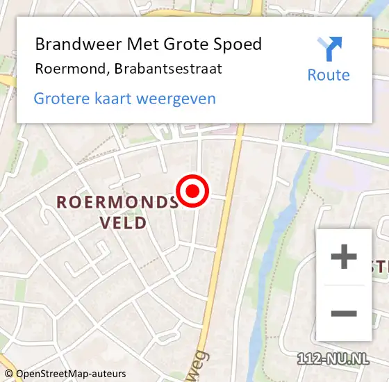 Locatie op kaart van de 112 melding: Brandweer Met Grote Spoed Naar Roermond, Brabantsestraat op 22 juli 2021 15:57