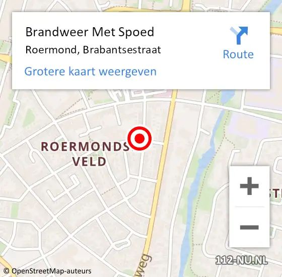 Locatie op kaart van de 112 melding: Brandweer Met Spoed Naar Roermond, Brabantsestraat op 22 juli 2021 16:11