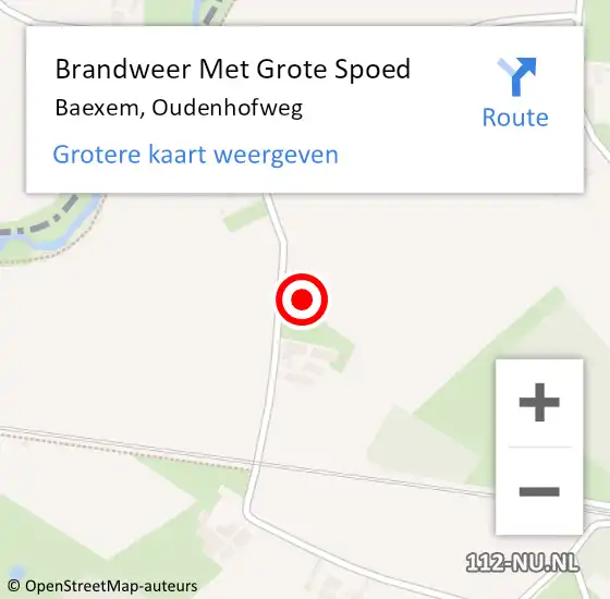 Locatie op kaart van de 112 melding: Brandweer Met Grote Spoed Naar Baexem, Oudenhofweg op 22 juli 2021 16:18